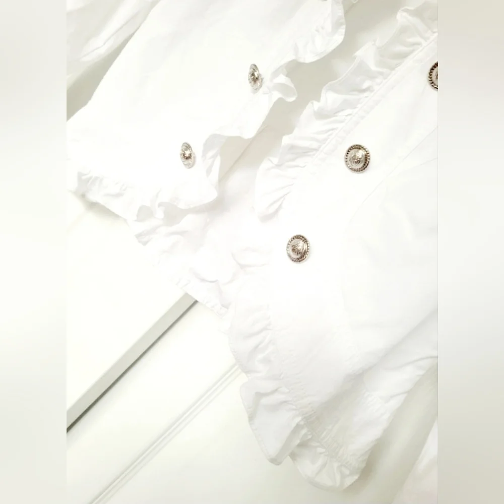 INC International Concepts Women Jacket Open Front Stretch Cotton White Medium P - Picture 16 of 16